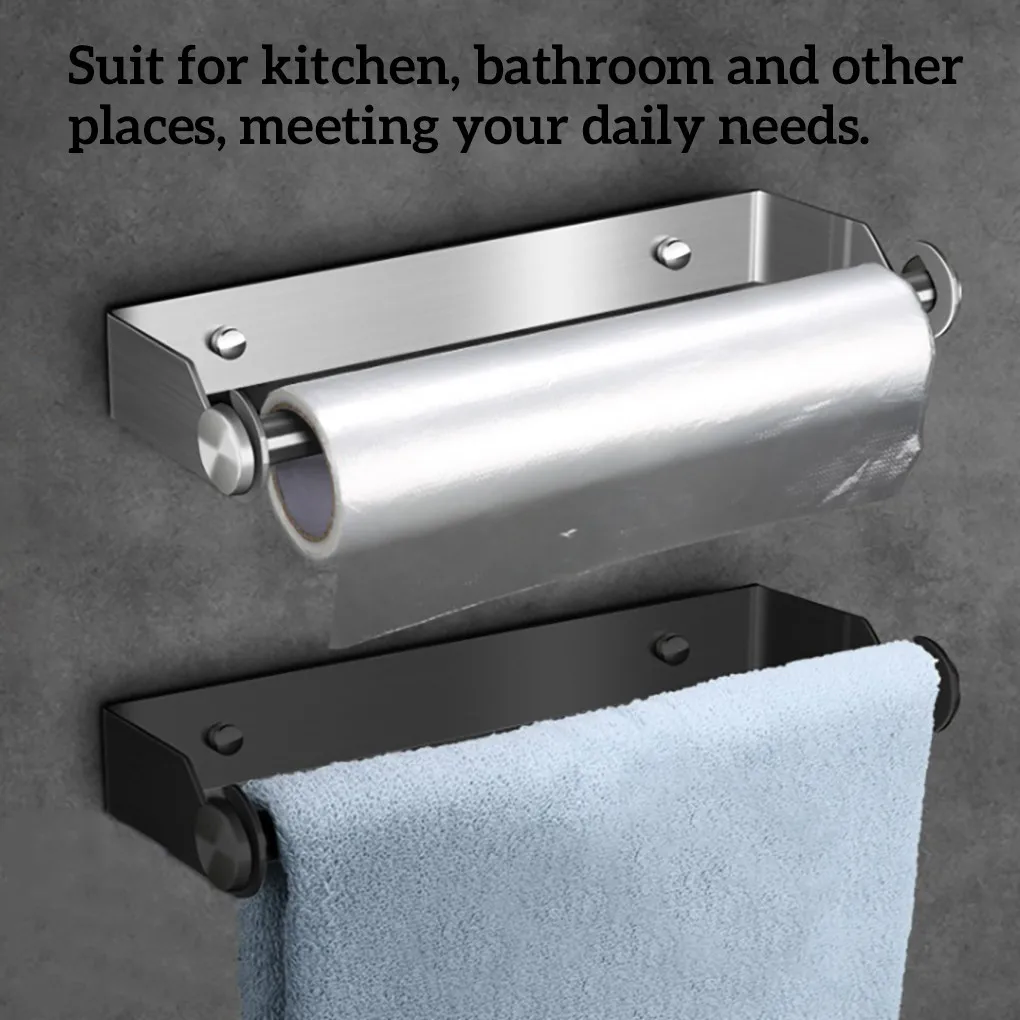 

Paper Towel Holder Stainless Steel Tissue Storage Rack Accessory Black