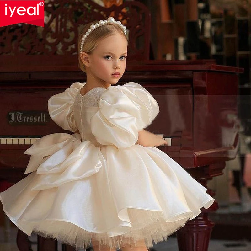 

Детское нарядное платье-пачка IYEAL с цветочным рисунком, платье принцессы для маленьких девочек, платья с цветочным рисунком и бантом