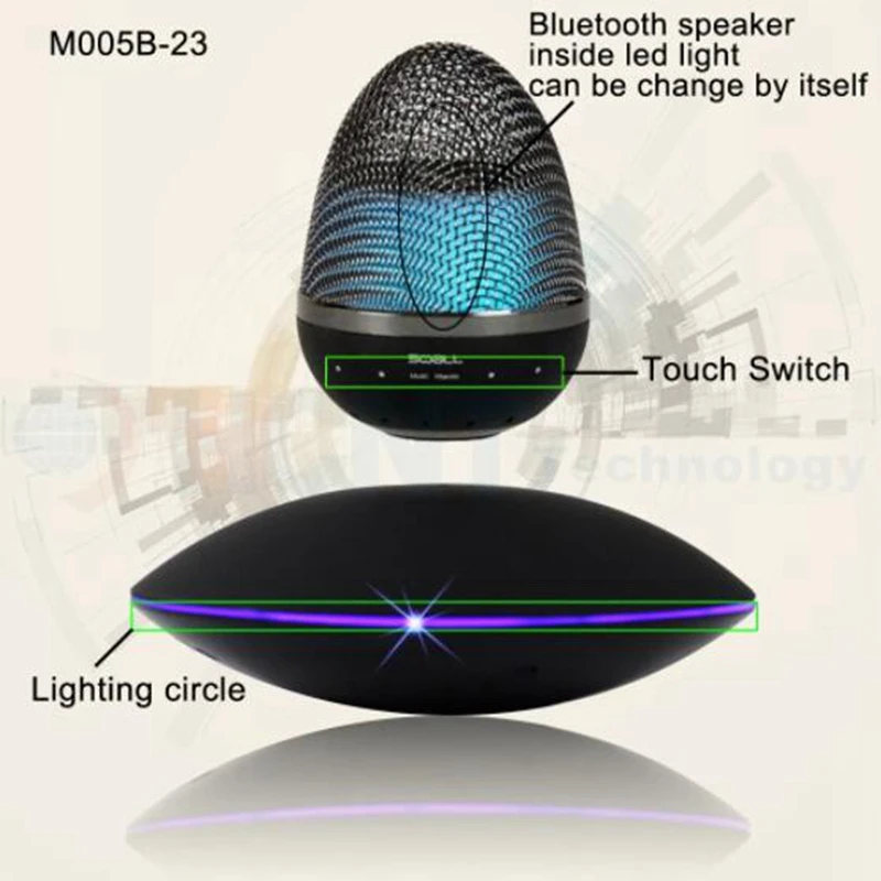 

Microphone-shaped black bluetooth speaker Magnetic levitation ornaments Virtual surround sound new product Bluetooth Speaker