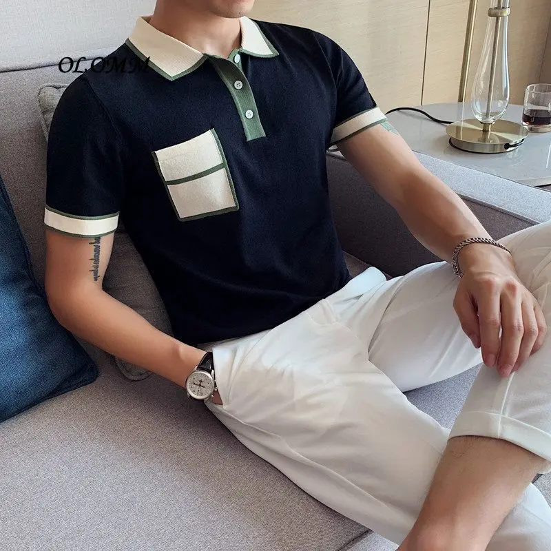 

High Grade Light Business Niche Black Polo Shirt Men's Summer Thin Knitted Short Sleeved T-shirt Fashion Simple Top Baseball