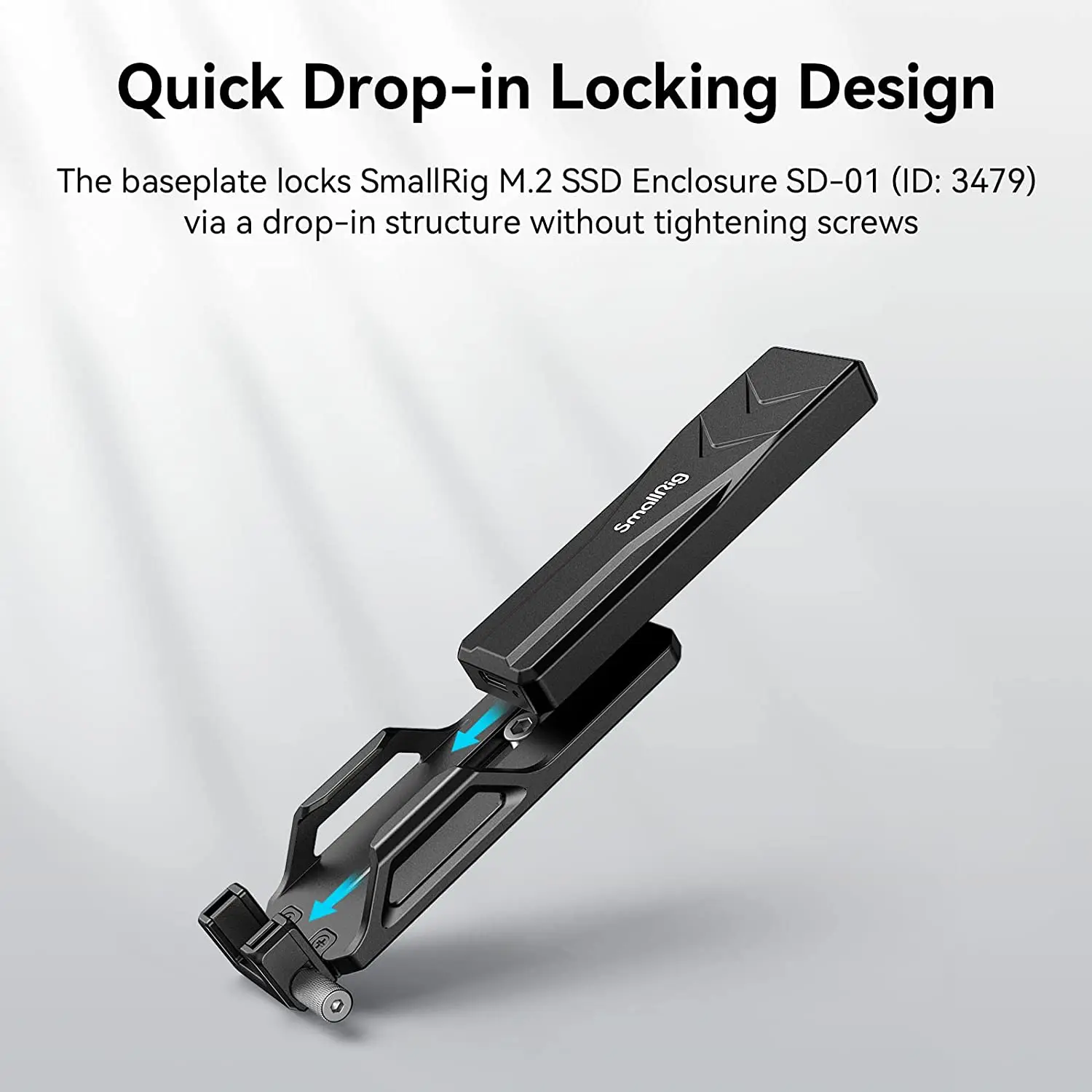 SMALLRIG Quick Release Baseplate for M.2 SSD Enclosure with Quick Drop-in Locking Design and 1/4