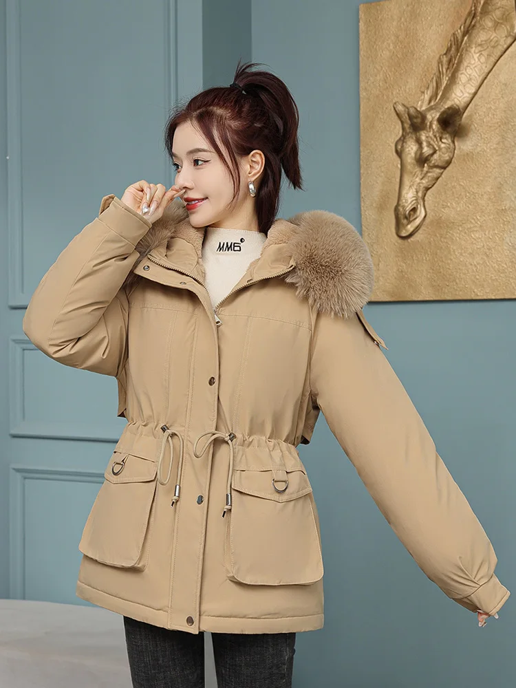 MEILLY DOLPHIN New 2023 Thicken Cotton Warm Winter Jacket Coat Women Casual Parkas Winter Clothes Fur Liner Short Hooded Outwear