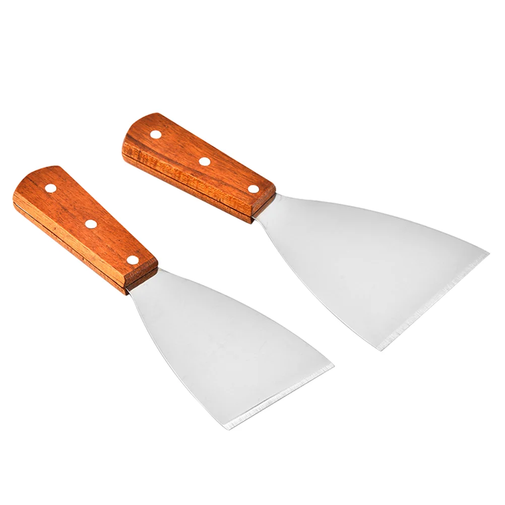 

2 Pcs Stainless Steel Frying Spatula Steak Spatulas Food Scraper Non Stick Cooking Utensil Utensils Heat-resistant Tool