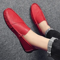 mens slip on shoes beanie casual walking driving boat loafers retro fashion style leather soft moccasins comfortable lazy shoes