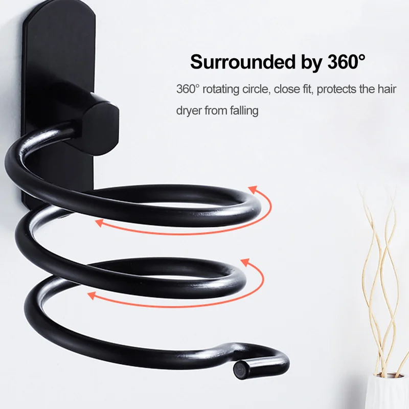 hair dryer holder wall mounted organizer spiral stand holder rack aluminum bathroom shelf storage bathroom accessory wall shelf free global shipping