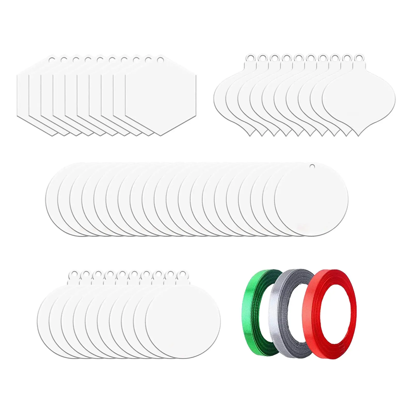 

50 шт. рождественские акриловые украшения, прозрачные с лентой пустые рождественские диски для украшения DIY рождественской елки