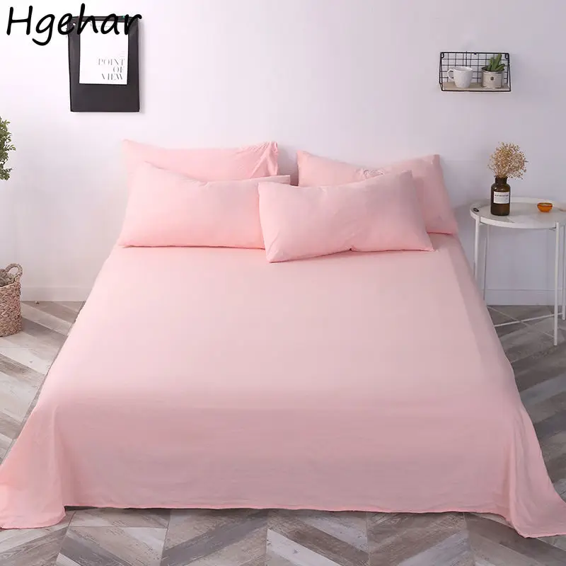 

Washed Cotton Flat Sheet Solid Color Bed Cover Soft Bedspread for Adults Queen Size Nordic Home Textiles Household Hotel Simple