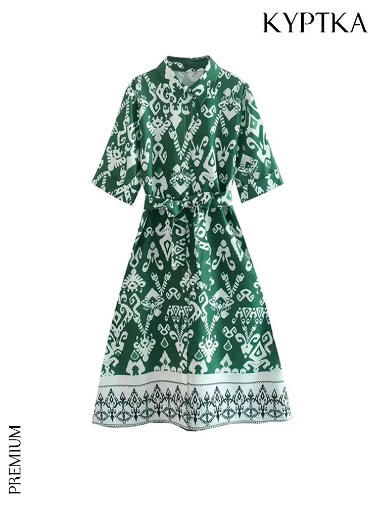 

Женское платье с поясом KYPTKA, черное винтажное платье средней длины с рукавами три четверти и пуговицами спереди,