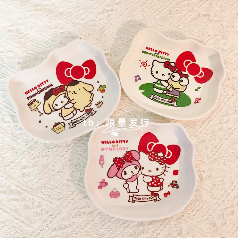 

12 см Kawaii Sanrio плюшевый мой Мелодия Hellokittys помпон пурин мультфильм милые фрукты Снэк тарелка аниме мультфильм детская посуда подарок