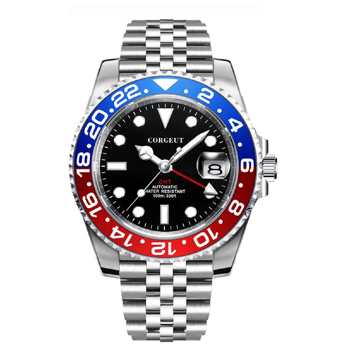 

Classic Automatic Men's Watch GMT Jubilee Bracelet Rotating Bezel Ceramics Insert Sapphire Glass 40mm 100m Water proof