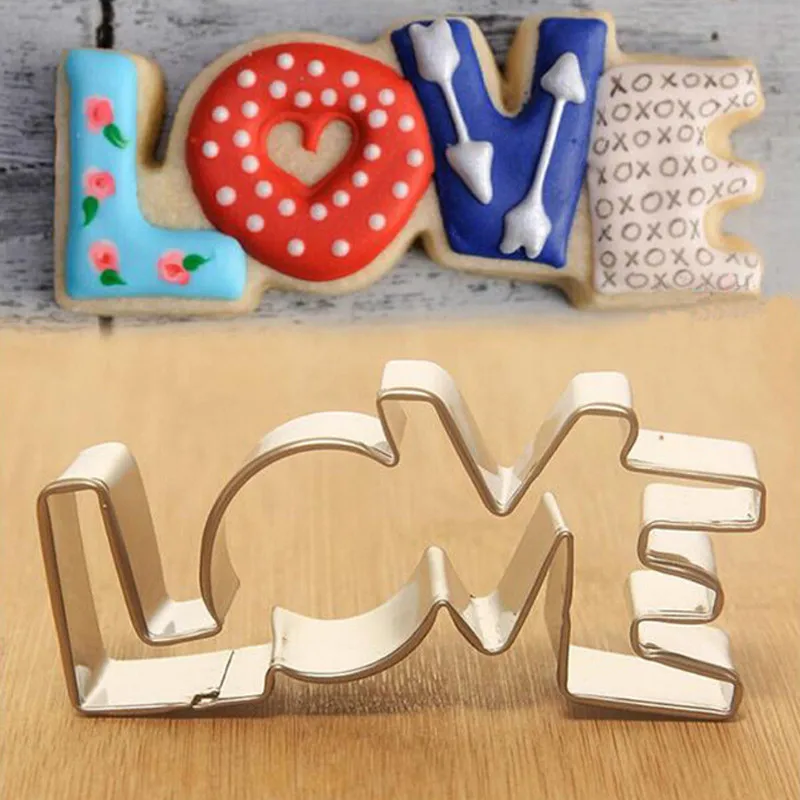 

LOVE Letter Shape Forms Biscuit Mold 3D Lover Series Design Stainless Steel Cookie Cutter Bakeware Pastry Confectionery Tools