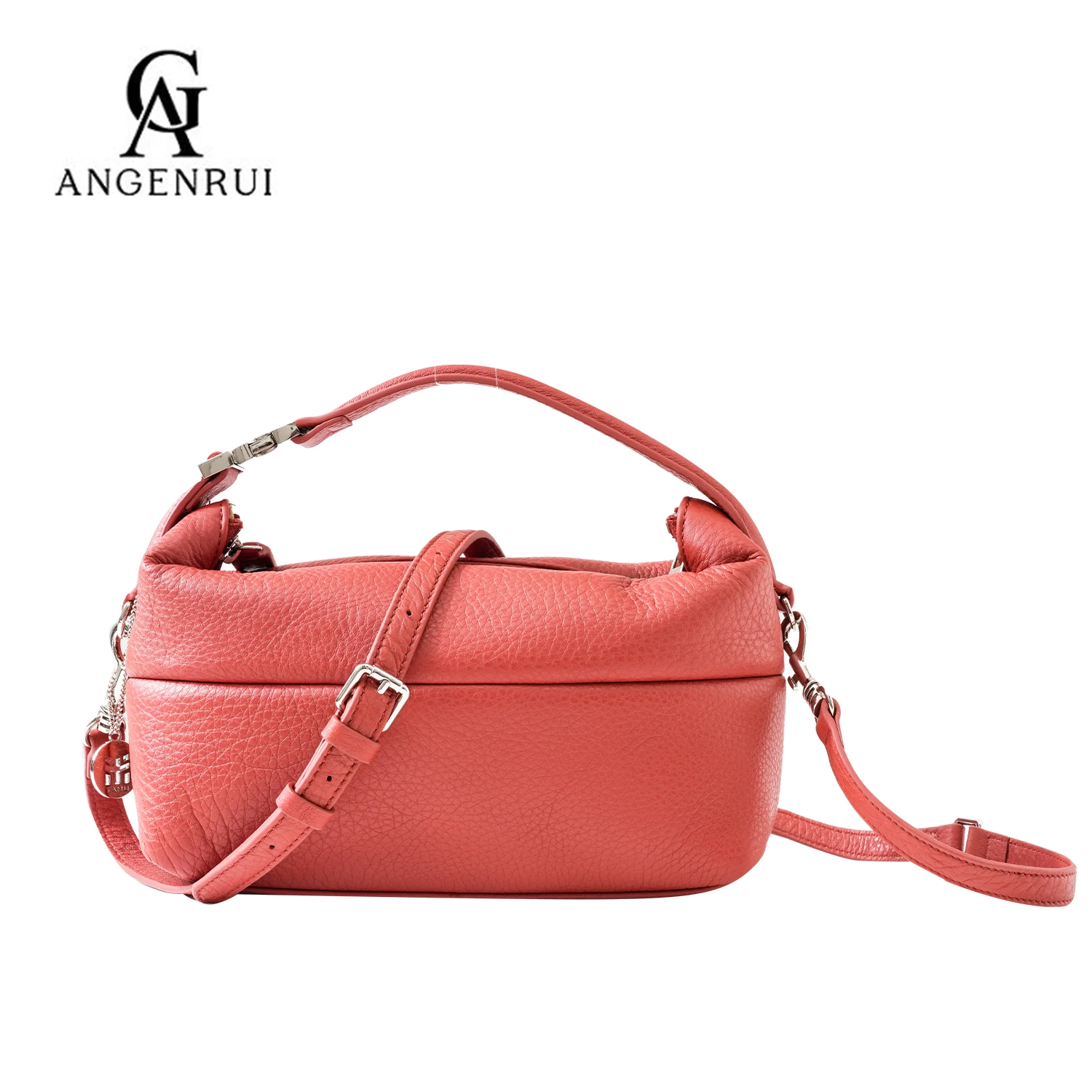 ANGENGRUI Brand New Fashion Genuine Leather Women's Bag Casual Shoulder Handbag Unique Design Lunch Box Bag