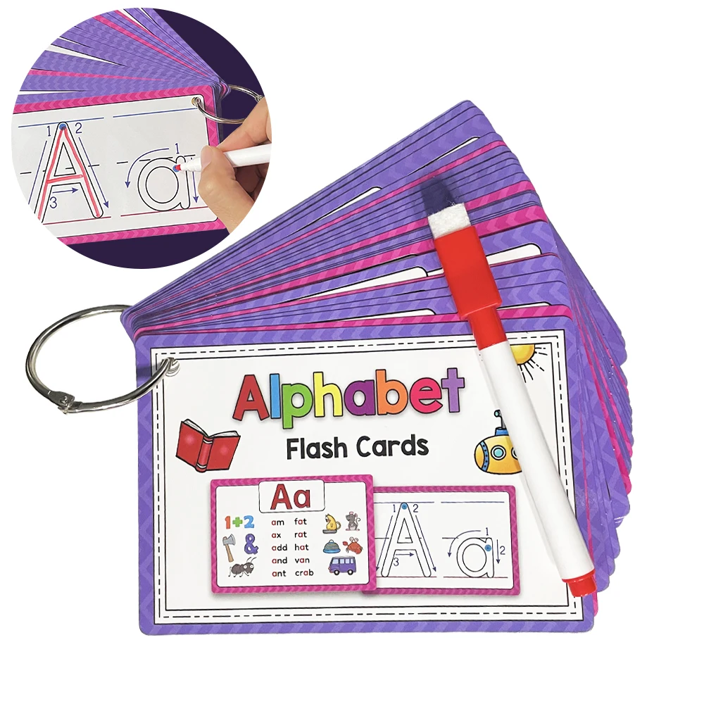 

Phonics CVC Words 26 English Alphabet Letters Flash Cards Kids Montessori Learning FalshCards Educational Toys for Children Baby