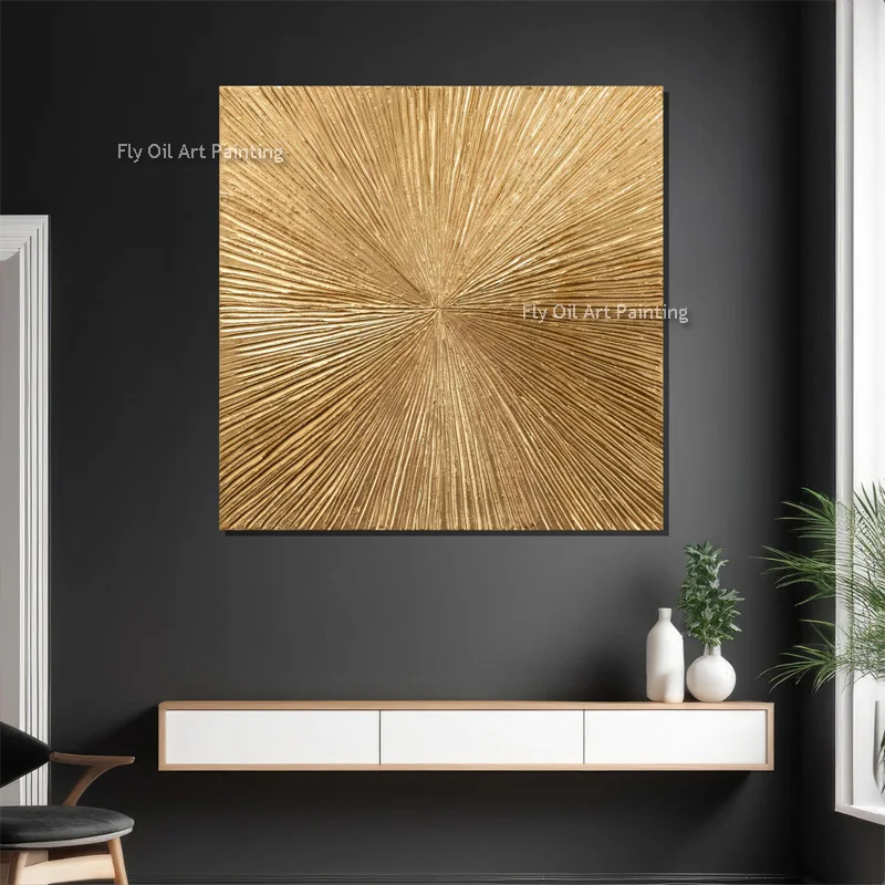 Абстрактная серебряная и золотая толстая картина маслом ручная роспись