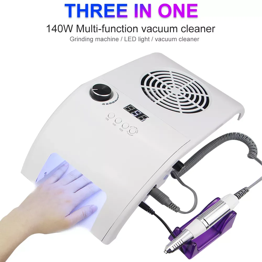 

3in1 Silent 35000RPM Manicure Machine Powerful Vacuum Cleaner 48W UV LED Nail Lamp Quickly Dry All Nail Polish