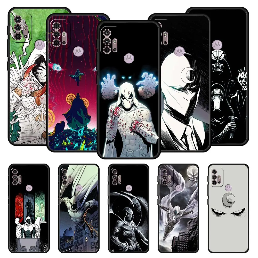 

Cover Case for Motorola Moto G30 G50 G60 G60S G8 G9 Power Lite Plus Play 5G Thin Capinha Back Official Bag Marvel Moon Knight