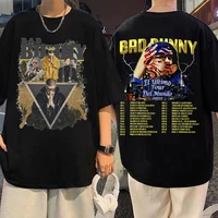 hip hop singer bad bunny el ultimo tour del mundo 2022 double sided graphic print tshirt men women fashion oversized t shirts