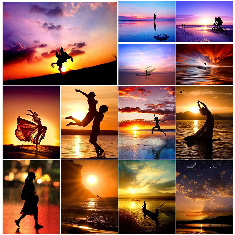 

5D DIY Diamond Painting Backlight Dusk Scenery Full Diamond Cross Stitch Mosaic Set Exquisite Home Art Decoration Painting