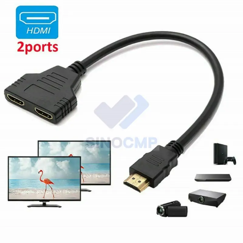 

Разветвитель HDMI 1 в 2, Кабель-адаптер Full HD 1080P папа-2 мама, 3D распределитель для HD проекторов, DLP, ЖК-телевизоров и аудио