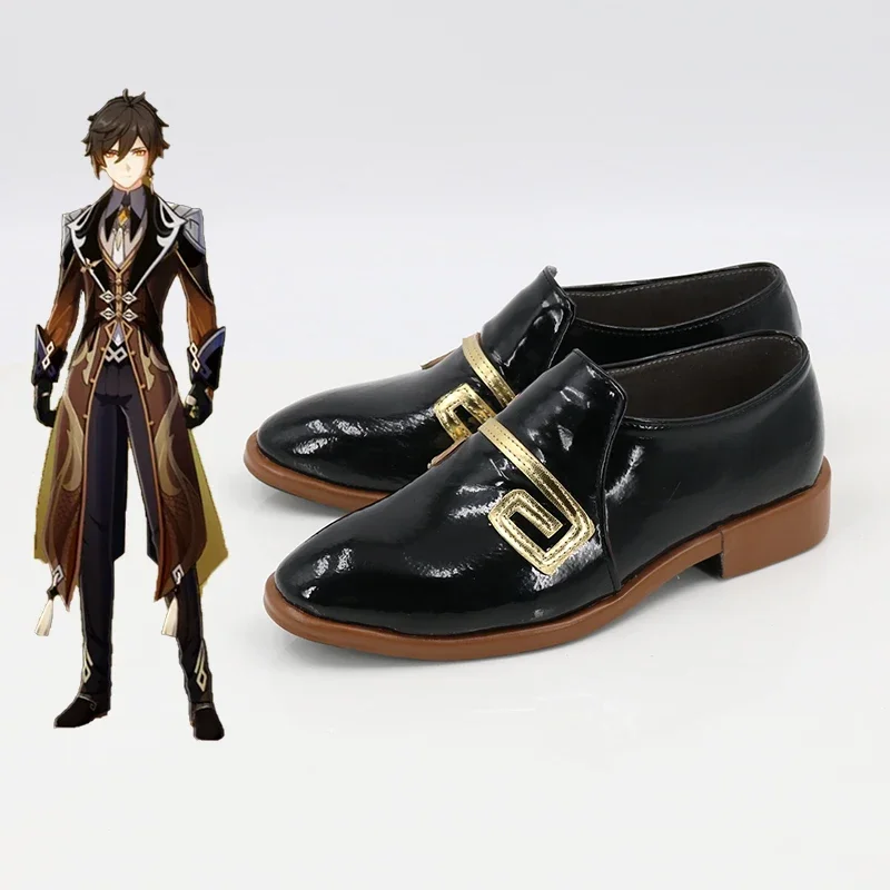 

Genshin Impact Zhongli Cosplay Shoes Rex Lapis Geo Archon Morax PU Leather Shoes Halloween Cosplay Costume Accessories