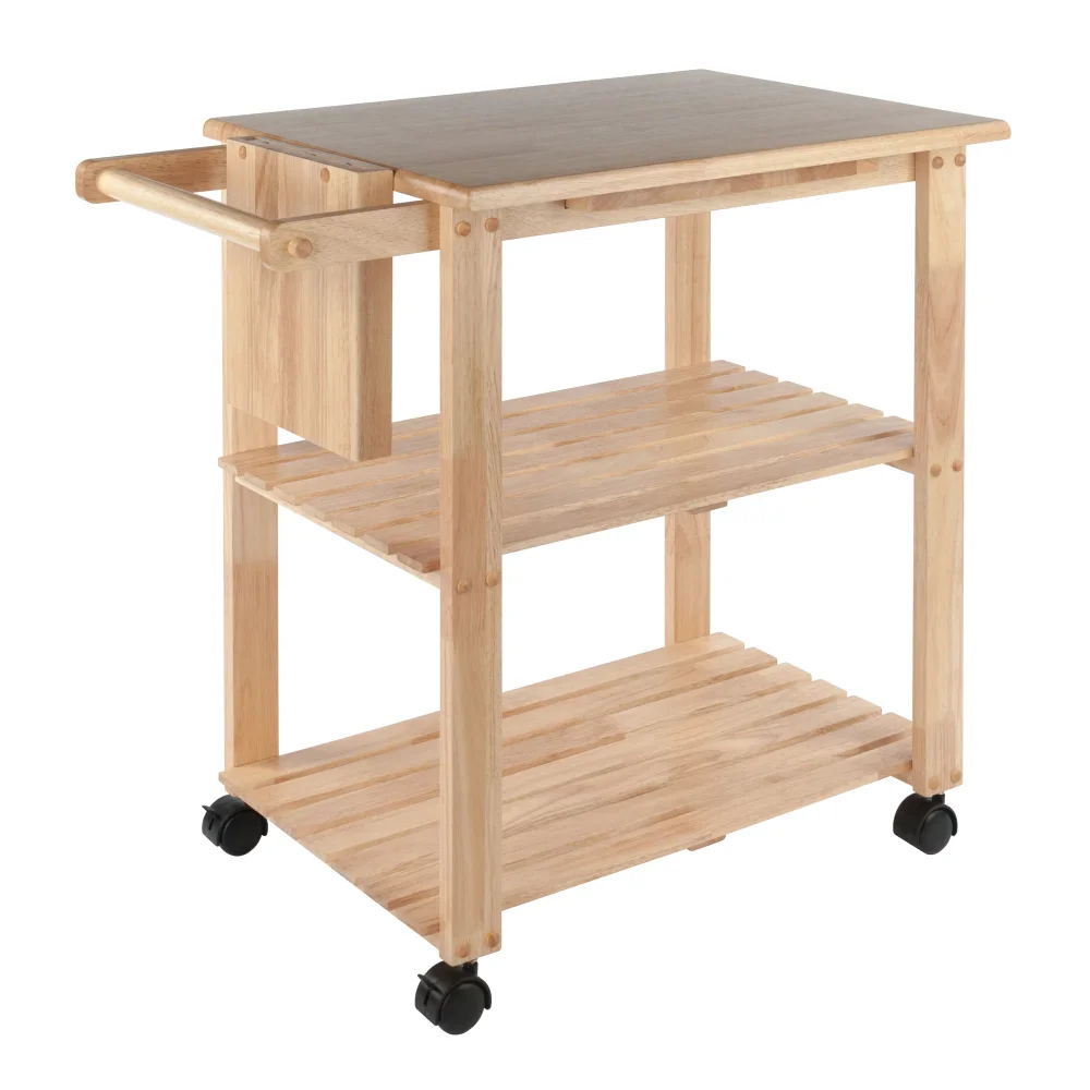 

BOUSSAC Wood Mario Utility Kitchen Cart, Natural Finish,kitchen Island Table ,Kitchen Cart，Kitchen Islands & Trolleys