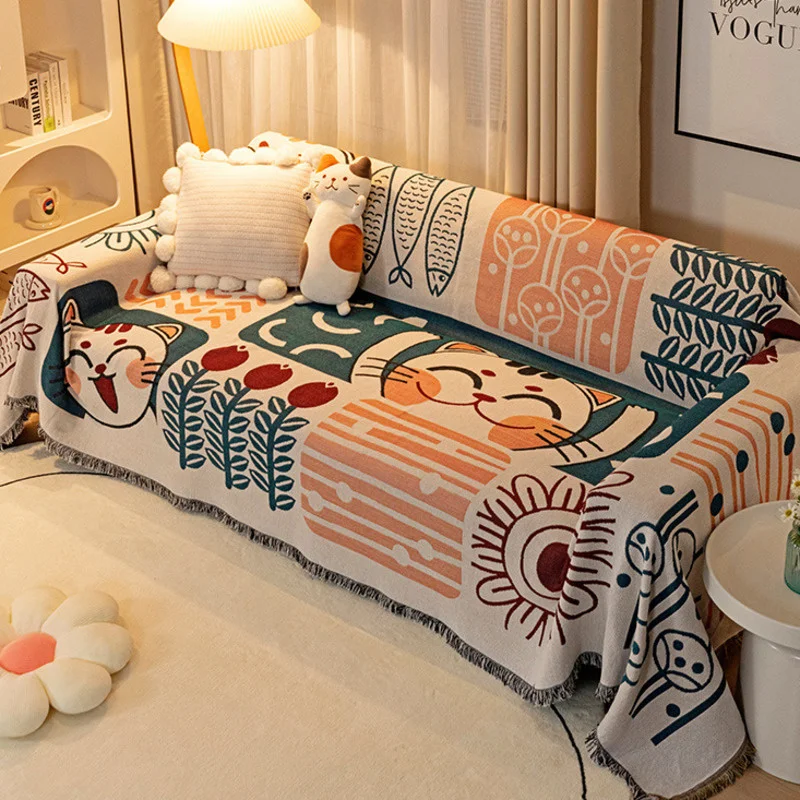 

Neo-bohemian Style Knitted Blanket Summer Nordic Camping Blanket Shawl Universal Sofa Towel Set Full Cover Mat Blanket