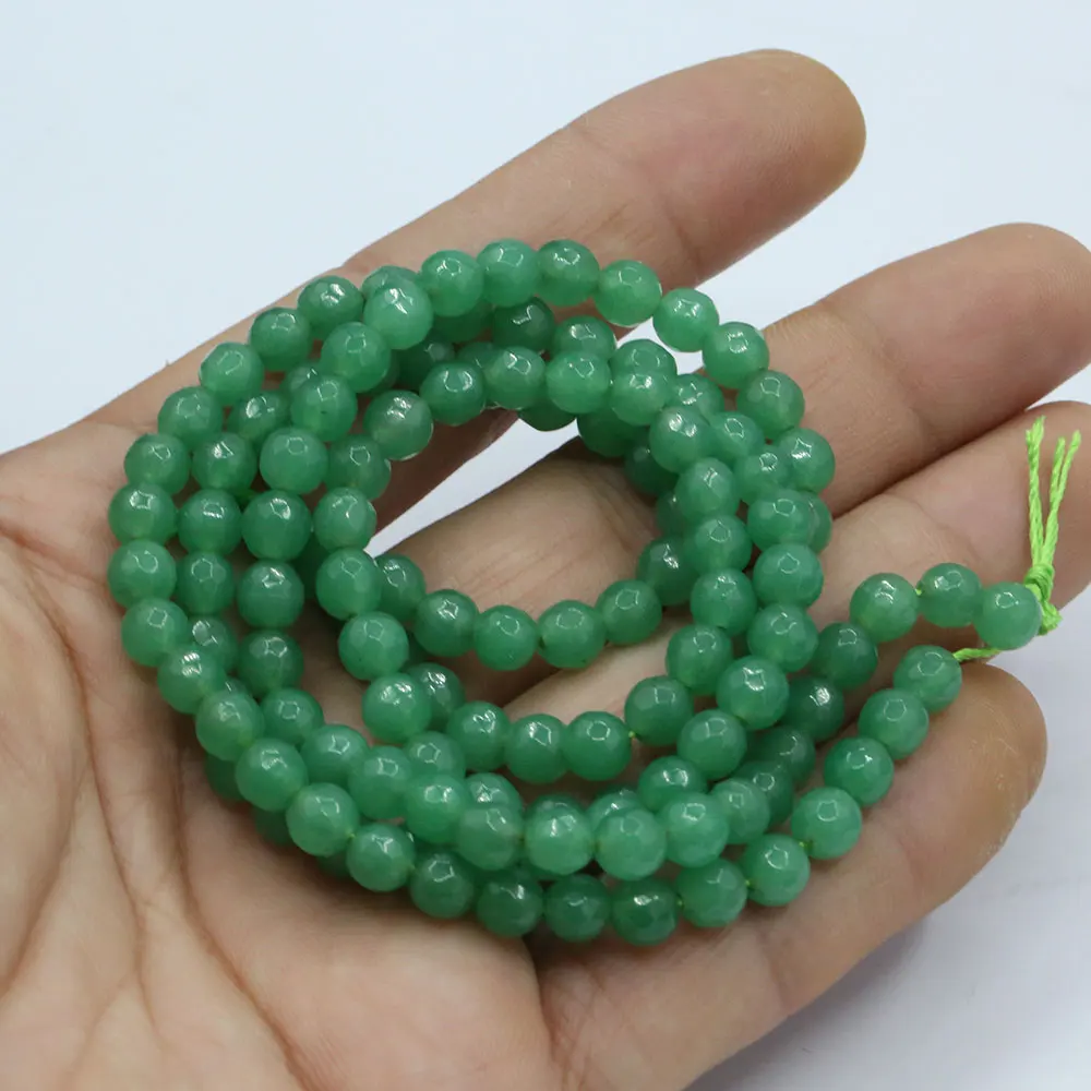 APDGG 6mm 5 Strands Green Aventurine Jade Round Faceted Beads Gemstone Beads 15
