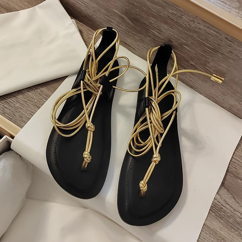 

Женские сандалии из натуральной кожи, на шнуровке