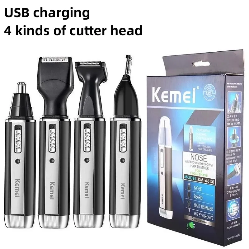 Electric Nose Hair Trimmer Eyebrow Trimmer Shaver Men's Portable Razor 4 Kinds of Cutter Head Replacement USB Charging