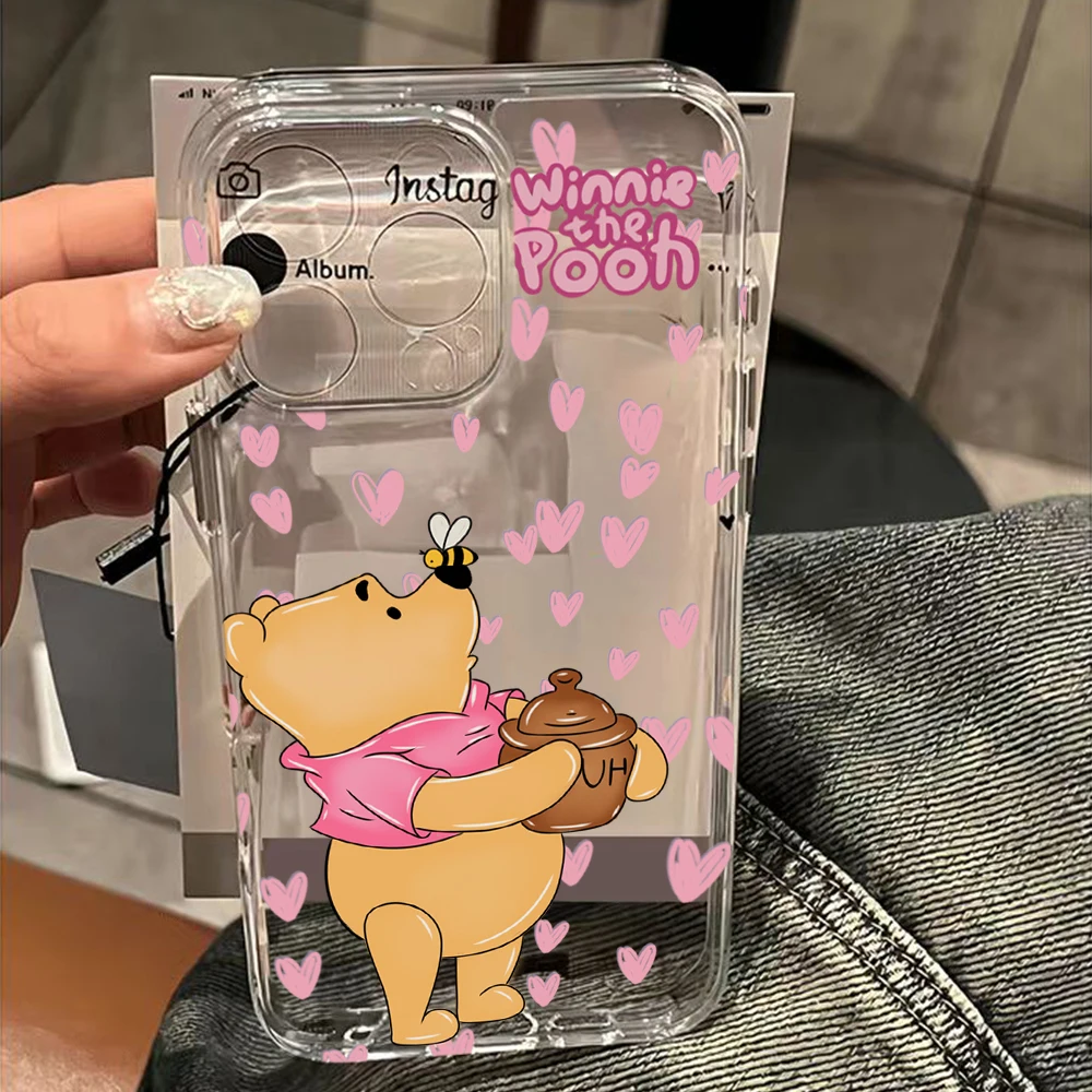 Фото Прекрасный чехол для телефона W-Winnie the P-Pooh для iPhone 17, 16, 16e, 15, 14, 13, 12, 11, Mini Pro Max X XR 7 8 Air Plus, прозрачная задняя крышка №4