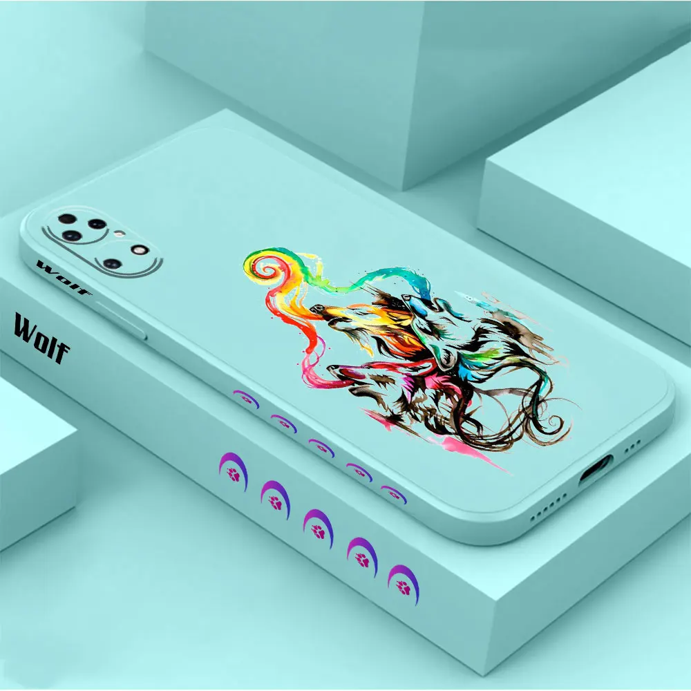 Watercolor Wolf Phone Case For Huawei P60 P50 P40 P30 P20 Mate 50 40 30 20 20X 10 Colour Liquid Silicone Cover Funda Cqoue Capa