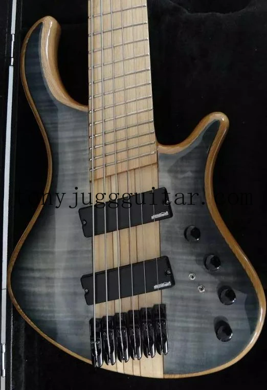Mayon 6 струн Trans Black Flame Maple Top электрическая бас-гитара с шейкой через корпус лады