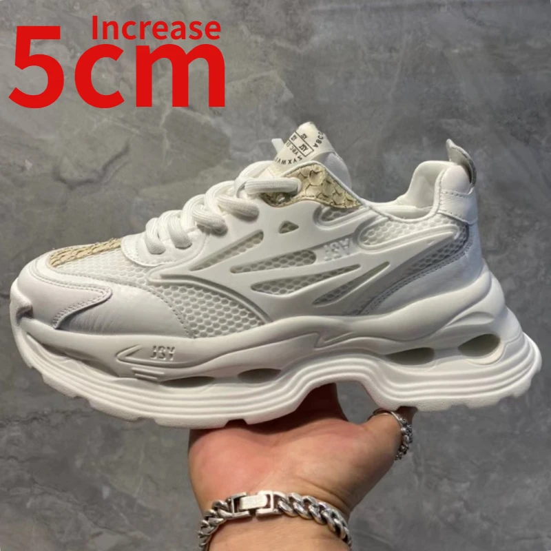 

Кроссовки мужские сетчатые легкие, воздухопроницаемые, Спортивная удобная обувь для отдыха, с толстой подошвой, 5 см