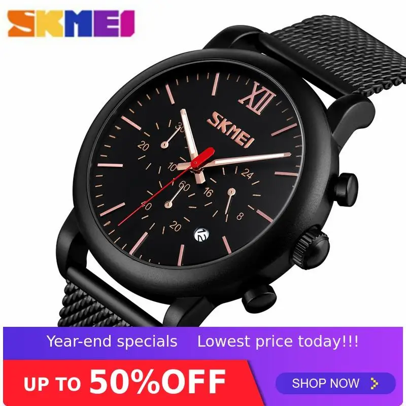 

SKMEI Fashion Quartz Men Watch Stopwatch Function 3Bar Waterproof Luminous Pointer Strainless Steel Strap relogio masculino 9203