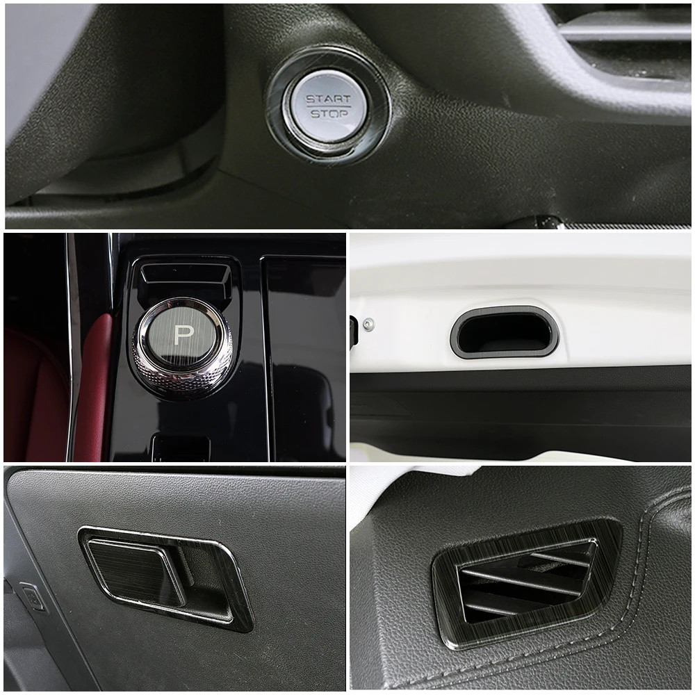 

For Haval Jolion 2021 2022 Car Gear Shift Knob Storage Box Trunk Handle AC Outlet Start Button Decorate Ring Cover Trim Sticker