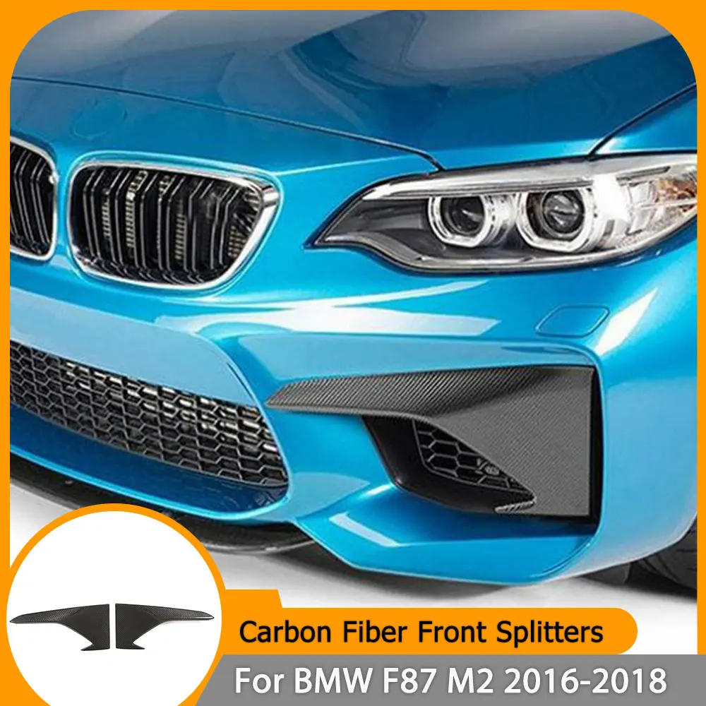 

Для BMW F87 M2 2016 2017 2018 автомобильный сухой передний бампер из углеродного волокна, верхние разделители, крышка противотуманной фары, накладка, канавки, плавники, крылышки