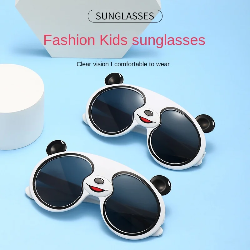 

2023 new cartoon panda silicone sunglasses children's outdoor polarized sunglasses cute pier pier party glasses