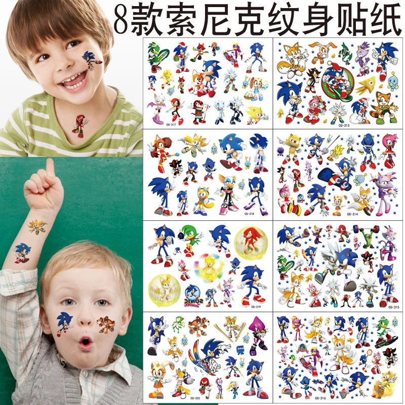 

Hedgehog Sonic Children Cartoon Tattoo Sticker Anime Image Waterproof Lasting Sticker Baby Shower Party Supplies