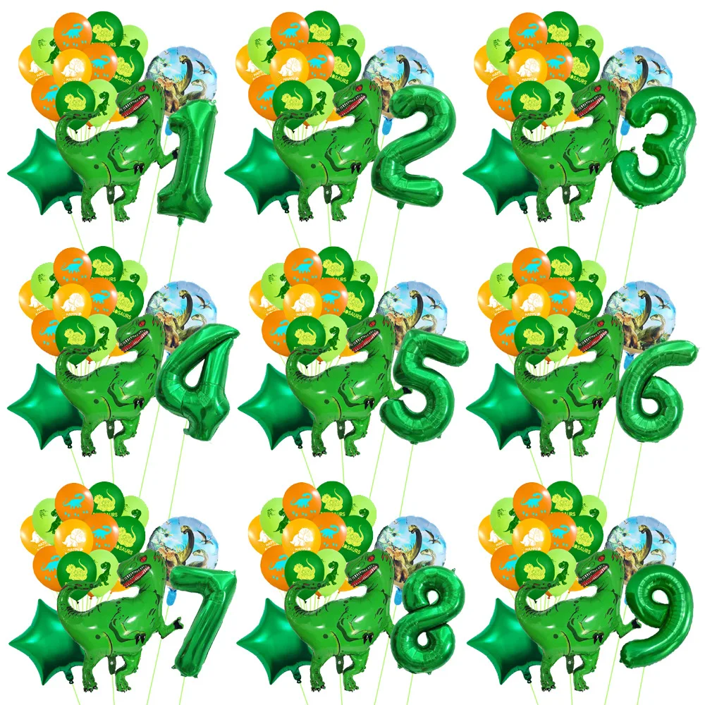 

Dinosaur 32 inch Digital Aluminum Film Balloon Children's Birthday 12 inch Jungle Dino Latex Ballon Safari Happy Birthday Parti