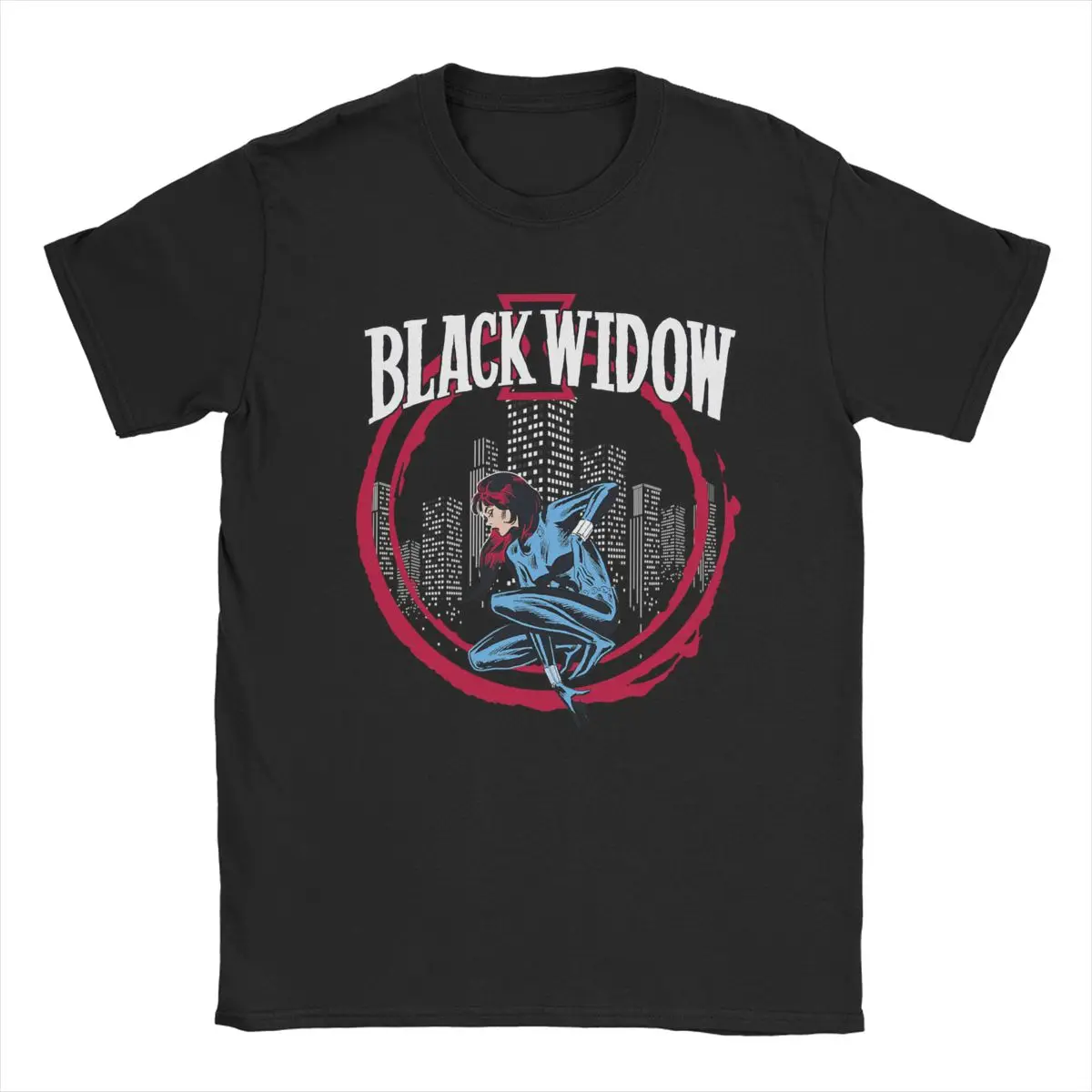 

Men's T-Shirts Black Widow Cityscape Disney Marvel Humorous Cotton Tee Shirt Short Sleeve T Shirt Crewneck Tops 6XL