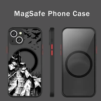 building painting line draft phone case for iphone 13 12 mini pro max matte transparent super magnetic magsafe cover