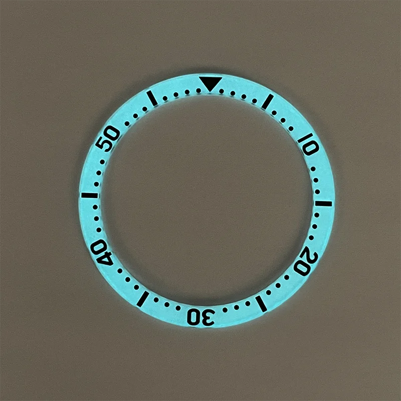 Watch Modify Parts 38mm/31.5mm SKX007/009 Full Luminous Glass Bezel Insert Kit Fits SKX Diver Watch Case