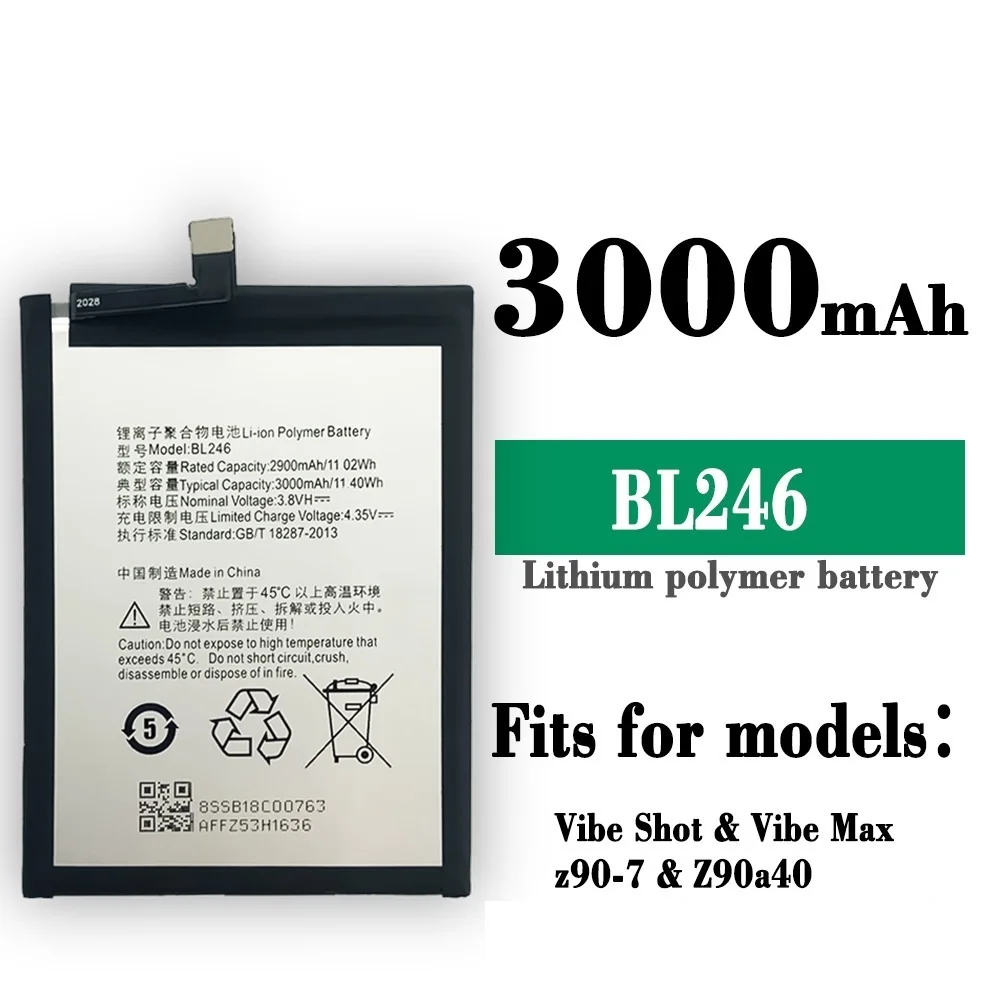 

100% Original New Battery For Lenovo Vibe Shot Z90 BL246 Z90A40 Z90-7 Z90-3 3000mAh Rechargeable Phone Batteries Bateria