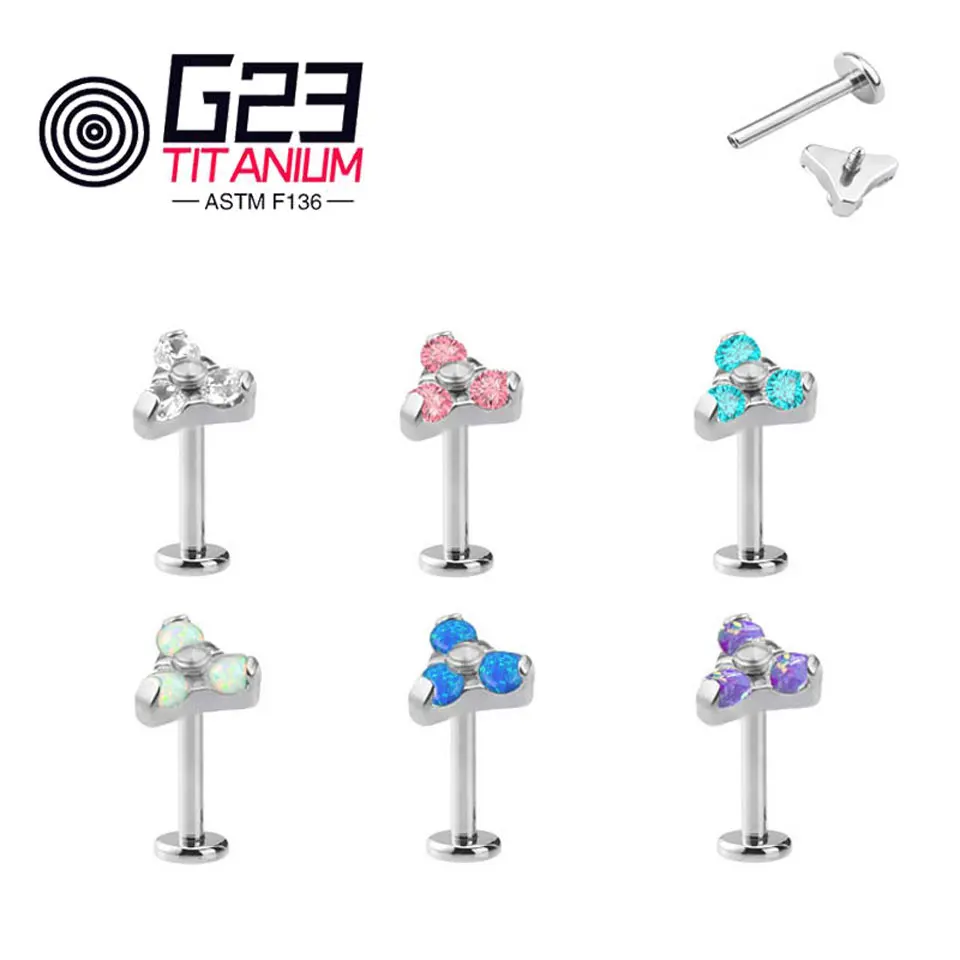 

1PC 16G Internal Thread Opal Gem Labret Flower Lip Stud Rings Ear Cartilage Tragus Helix Earring Piercing Fashion Jewelry