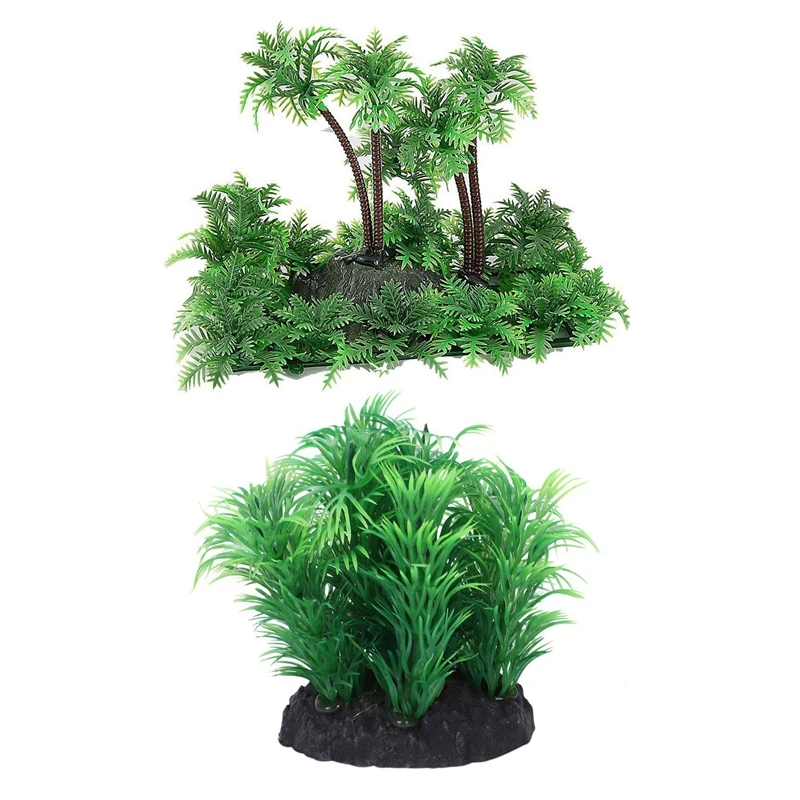 

2 шт., зеленые растения для аквариума, 8 см и 10 см