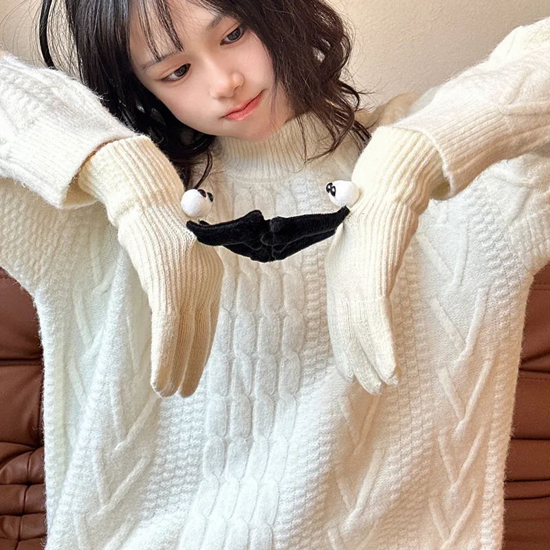 Парные хлопковые перчатки магнитные присоски ручные черные белые унисекс