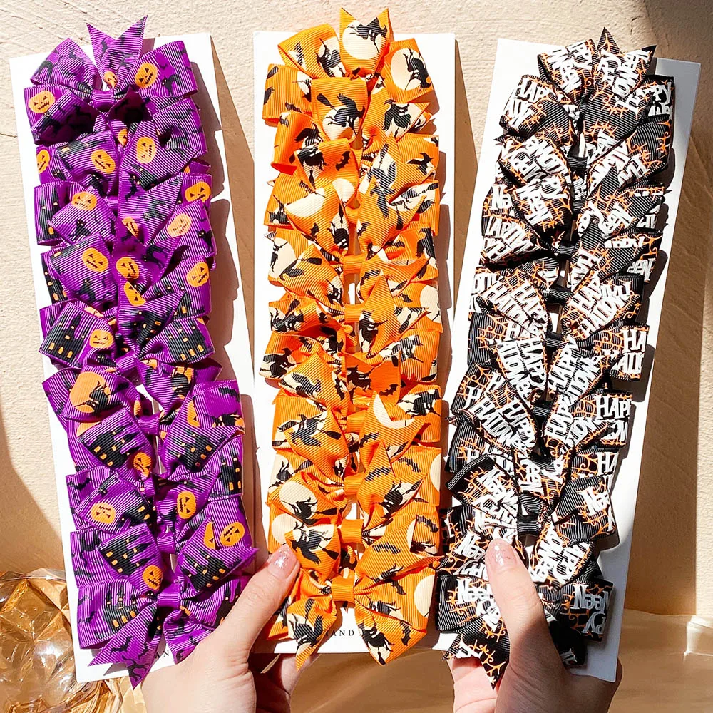 

10Pcs/Set Christmas Decoration Bows Hair Clips For Kids Girls Santa Claus Print Bowknot Hairpins Headwear Baby Hair Accessories