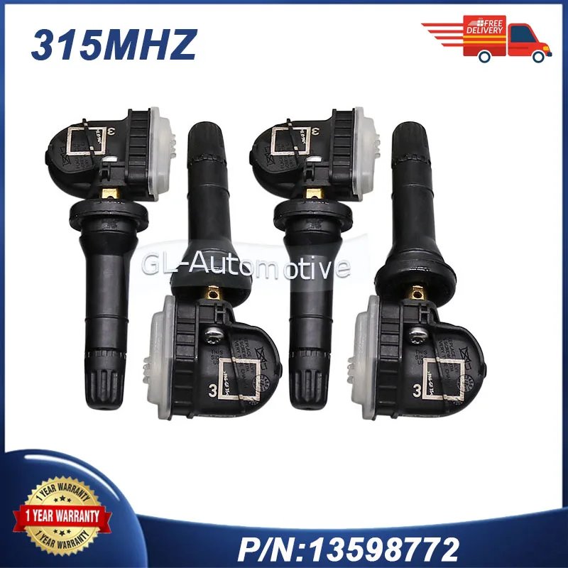 

Комплект из 4 датчиков давления в шинах TPMS 13598772 для Chevrolet Equinox, Malibu, Silverado, Spark, GMC Sierra, Terrain 23445327, 315 МГц