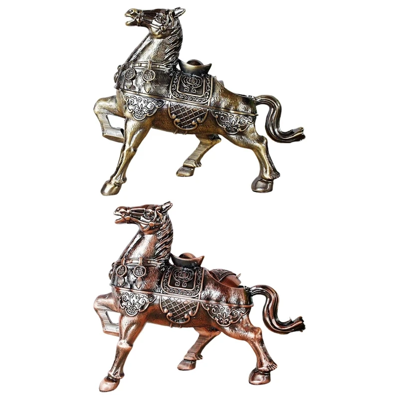 

Unique Horse Shape Ashtray Windproof Metal Ashtray Retro Desktop Decoration for Office, Terrace, Balcony, Cafe, Hotel