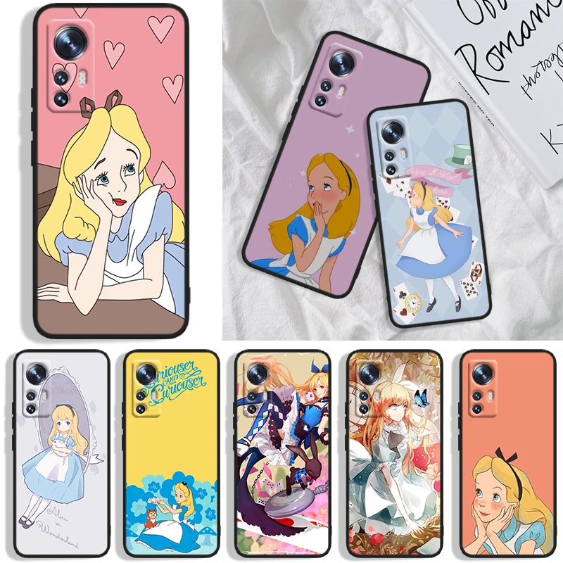 

Alice in Wonderland Phone Case For Xiaomi Mi A1(5X) A2(6X) A3(CC9E) Play Mix 3 8 9 9T Note 10 Lite Pro SE Black luxury Soft Back